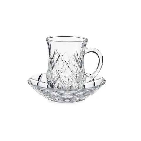 Pahar Vivalto cu farfurioară, sticlă, 125 ml, 4 bucăți