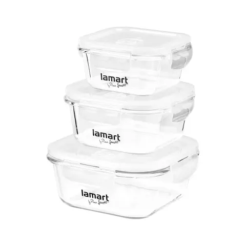 Set Lamart de recipiente din sticlă pentru alimente, 320 ml, 520 ml, 800 ml