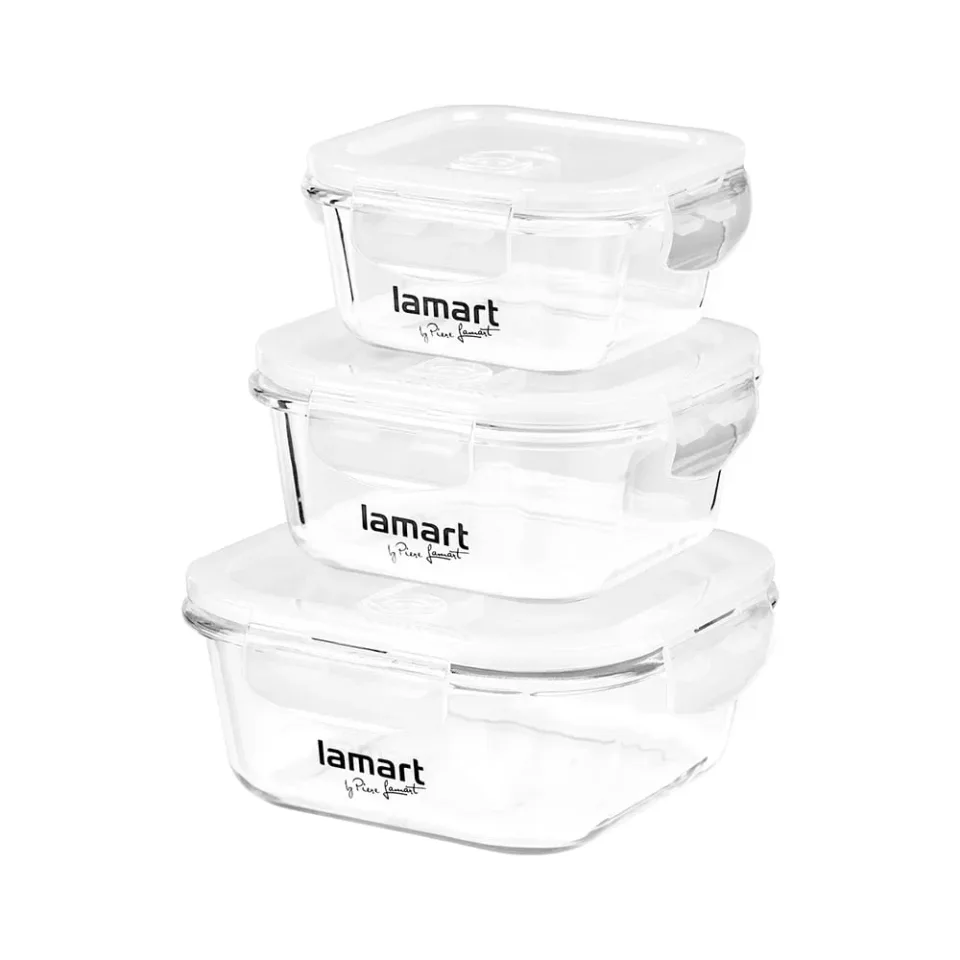 Set Lamart de recipiente din sticlă pentru alimente, 320 ml, 520 ml, 800 ml
