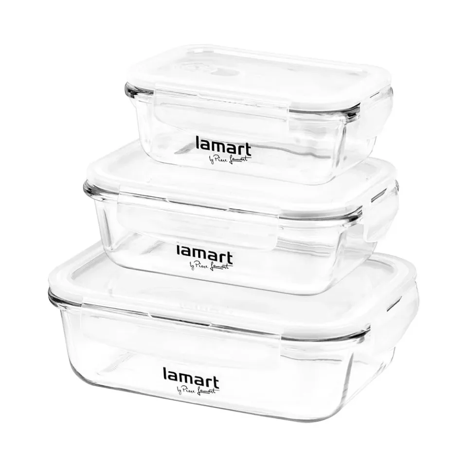 Set de recipiente pentru alimente Lamart Glass, 370 ml, 640 ml, 1040 ml