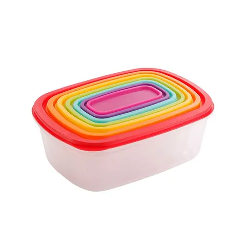Recipient alimentar Leknes, dreptunghiular, plastic, 7 bucăți
