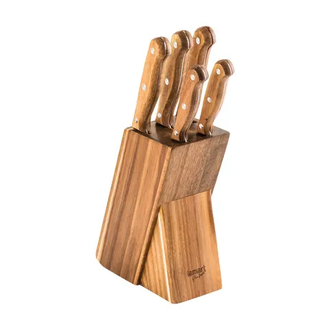 Set de 5 cuțite Lamart, cu suport din lemn