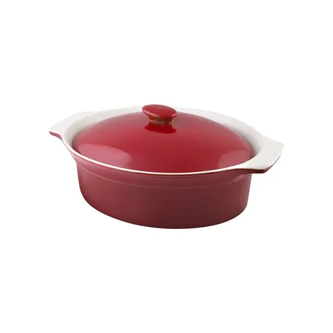 Vas de copt Lamart LT9206, ceramică, cu capac, oval, 2.7 L