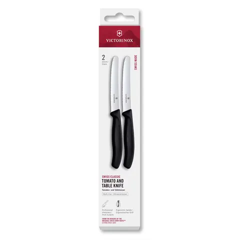 Set de cuțite Victorinox Kitchen, pentru tomate, 11 cm, 2 bucăți, negru