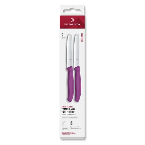 Set cuțite de bucătărie Victorinox, pentru roșii, 11 cm, 2 bucăți, mov