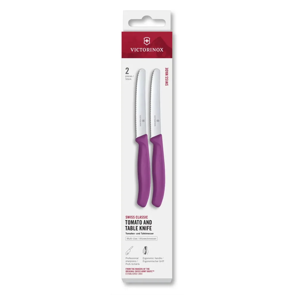 Set cuțite de bucătărie Victorinox, pentru roșii, 11 cm, 2 bucăți, mov