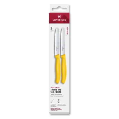 Set cuțite de bucătărie Victorinox, pentru roșii, 11 cm, 2 bucăți, galben