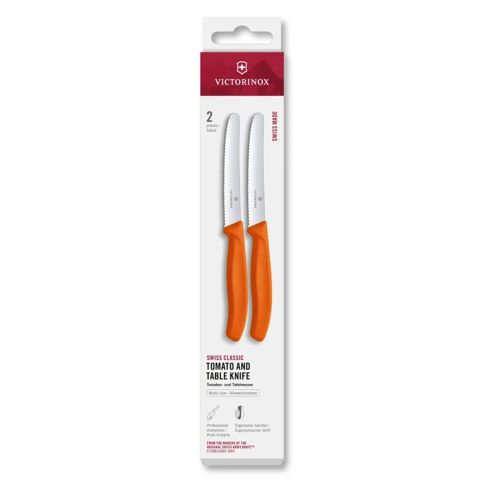 Set cuțite de bucătărie Victorinox, pentru roșii, 11 cm, 2 bucăți, portocaliu