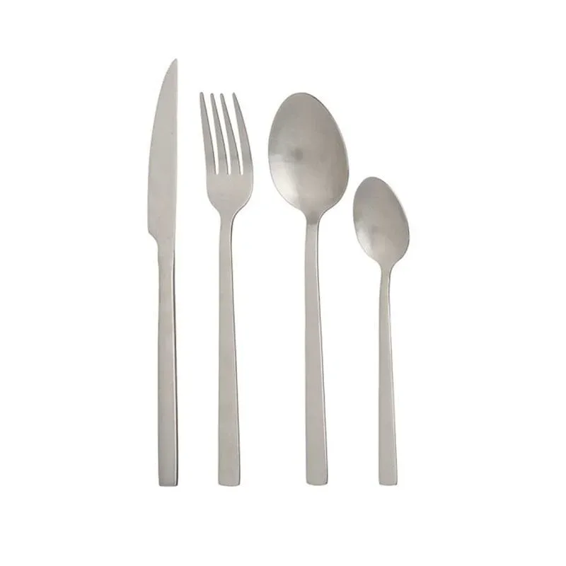 Set tacâmuri Kinvara, argintiu mat, 16 piese