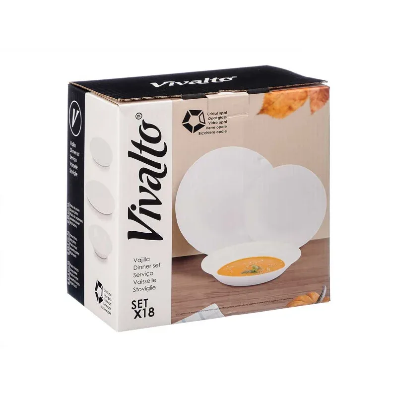 Set veselă Vivalto, rotund, opal, 18 piese