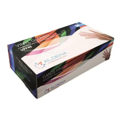 Mănuși Aldena, vinil, S, fără pudră, 100 bucăți