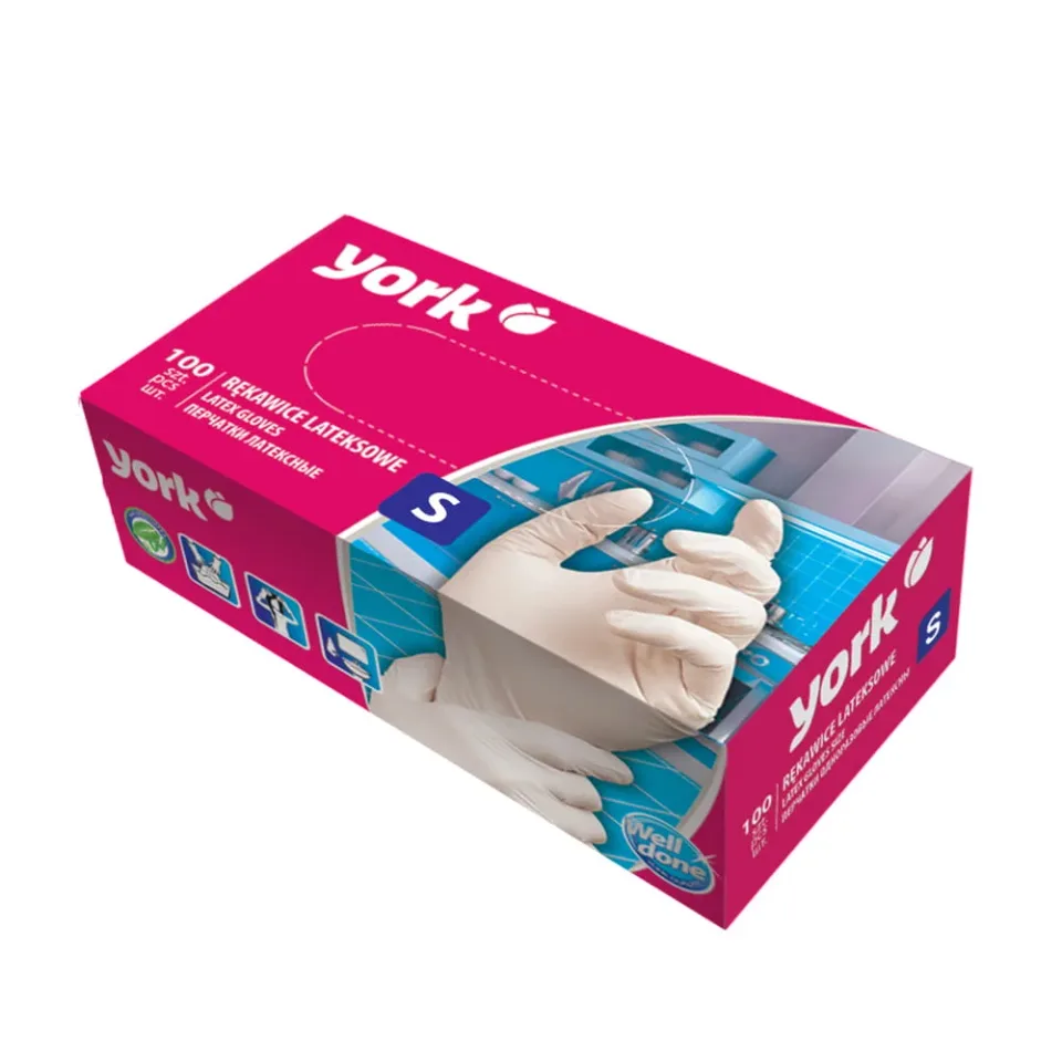 Mănuși York, latex, pudrate, S, 100 bucăți