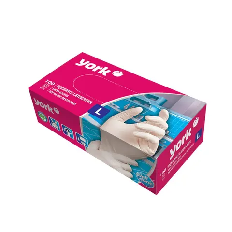 Mănuși York, din latex, pudrate, L, 100 bucăți