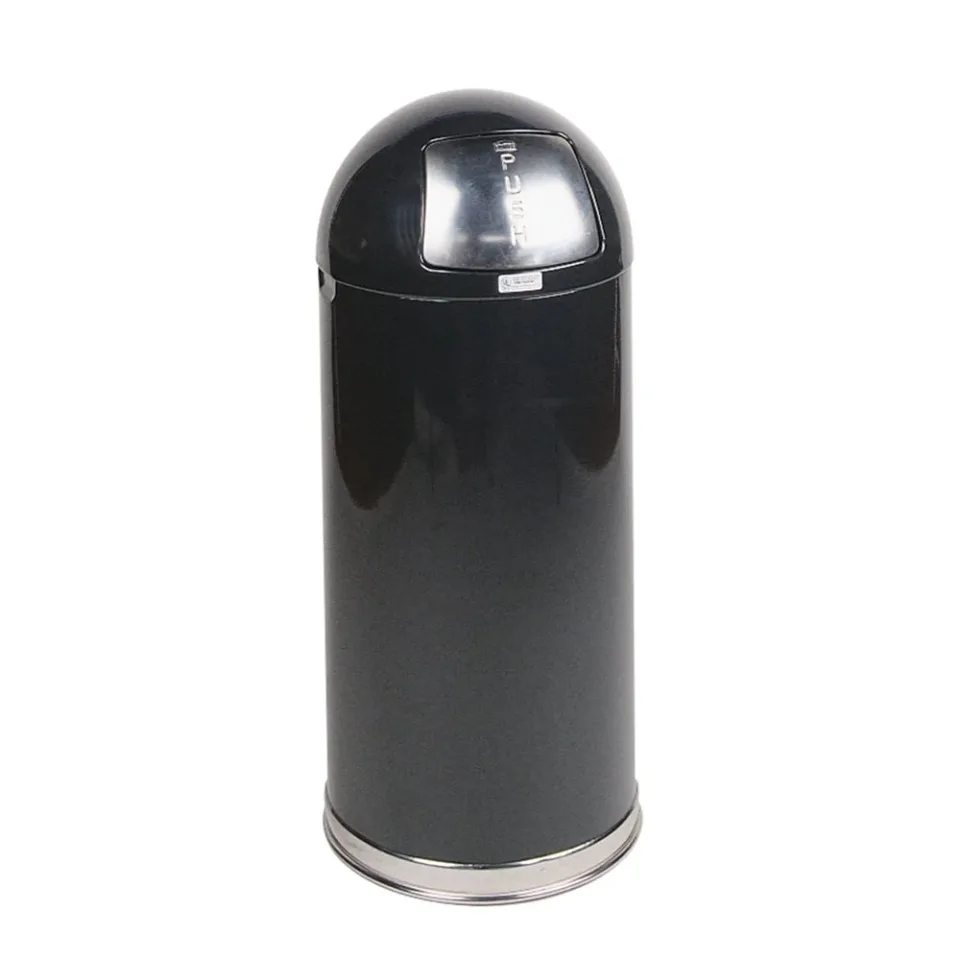 Coș de gunoi Rubbermaid Easypush, metal, 56 L, negru