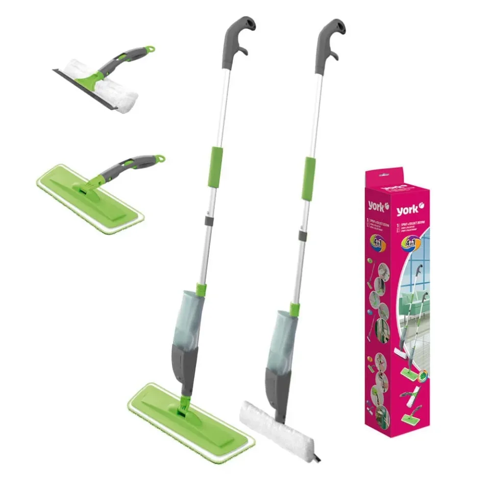 Set de Curățare York Spray & Collect, include mop cu pulverizator, ștergător, mâner scurt și lung