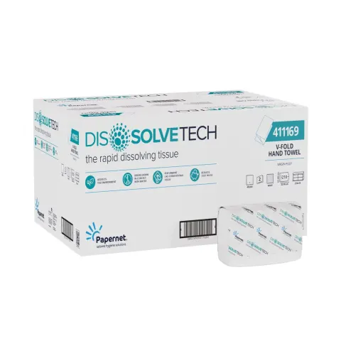Prosoape pentru mâini Papernet Dissolve, pliate în V, dublu strat, 22 x 21 cm, 210 file, set 15 buc.