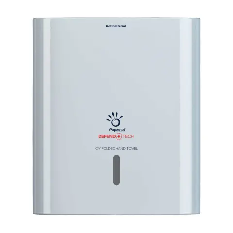 Dispenser pentru prosoape pliate Papernet, pentru mâini, alb, 2,5 pachete, 30 x 14.5 x 33.6 cm