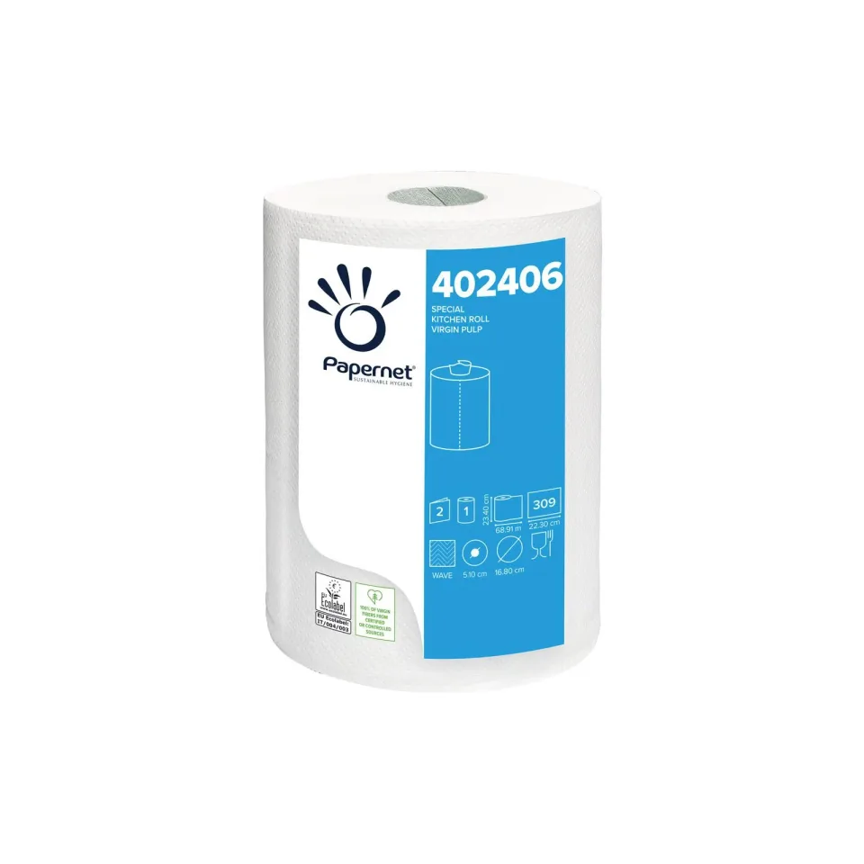 Rolă bucătărie Papernet Special Centrefeed, dublu strat, 309 foi, 69 m, 700 g