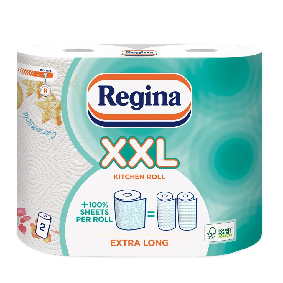 Prosop de bucătărie Regina XXL Decorat, celuloză, dublu strat, 175 g, 2 buc.