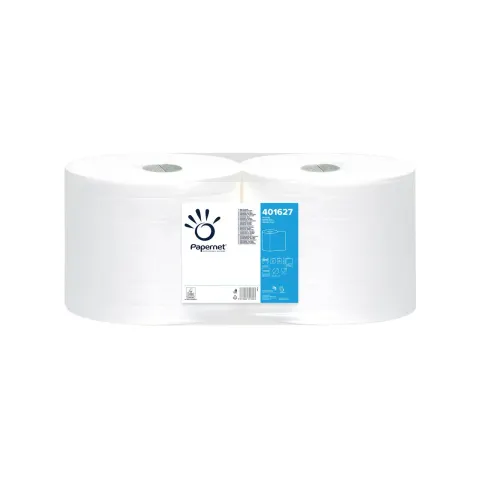 Rulou industrial Papernet, dublu strat, 30,5 x 25,7 cm, 458 m, 1500 scurte, 2 bucăți, 457,5 m