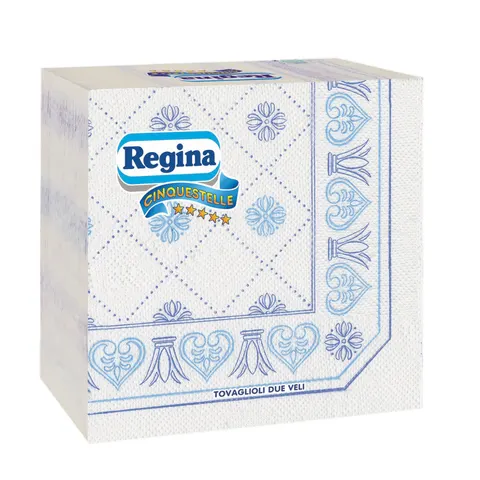Șervețele Regina, 38 x 38 cm, cu două straturi, albe, 45 bucăți