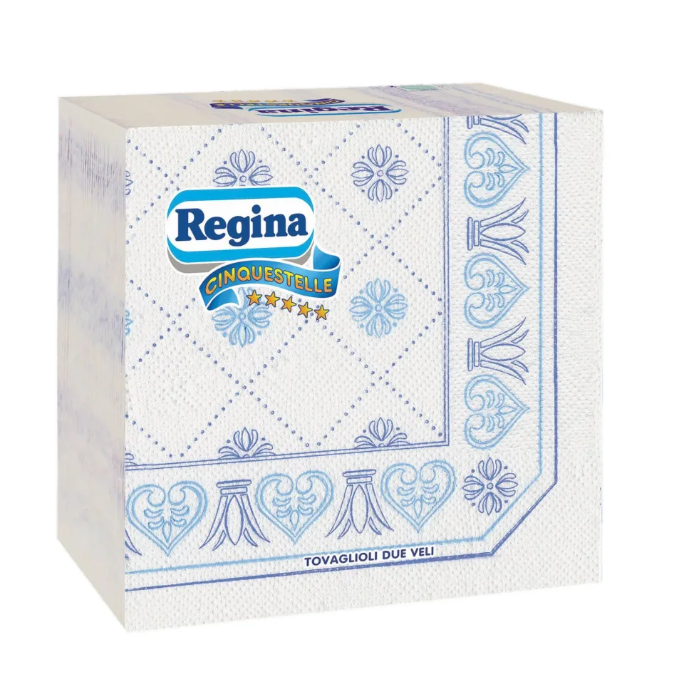 Șervețele Regina, 38 x 38 cm, cu două straturi, albe, 45 bucăți