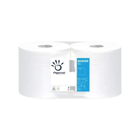 Rolă industrială Papernet, dublu strat, 30.5 x 25.7 cm, 232 m, 760 bucăți mici, alb, 2 bucăți, 231.8 m