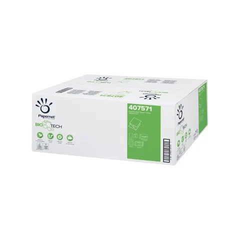 Hârtie igienică Papernet Bio Tech, pe pachet, cu două straturi, 21 x 11 cm, 224 foi, 40 bucăți