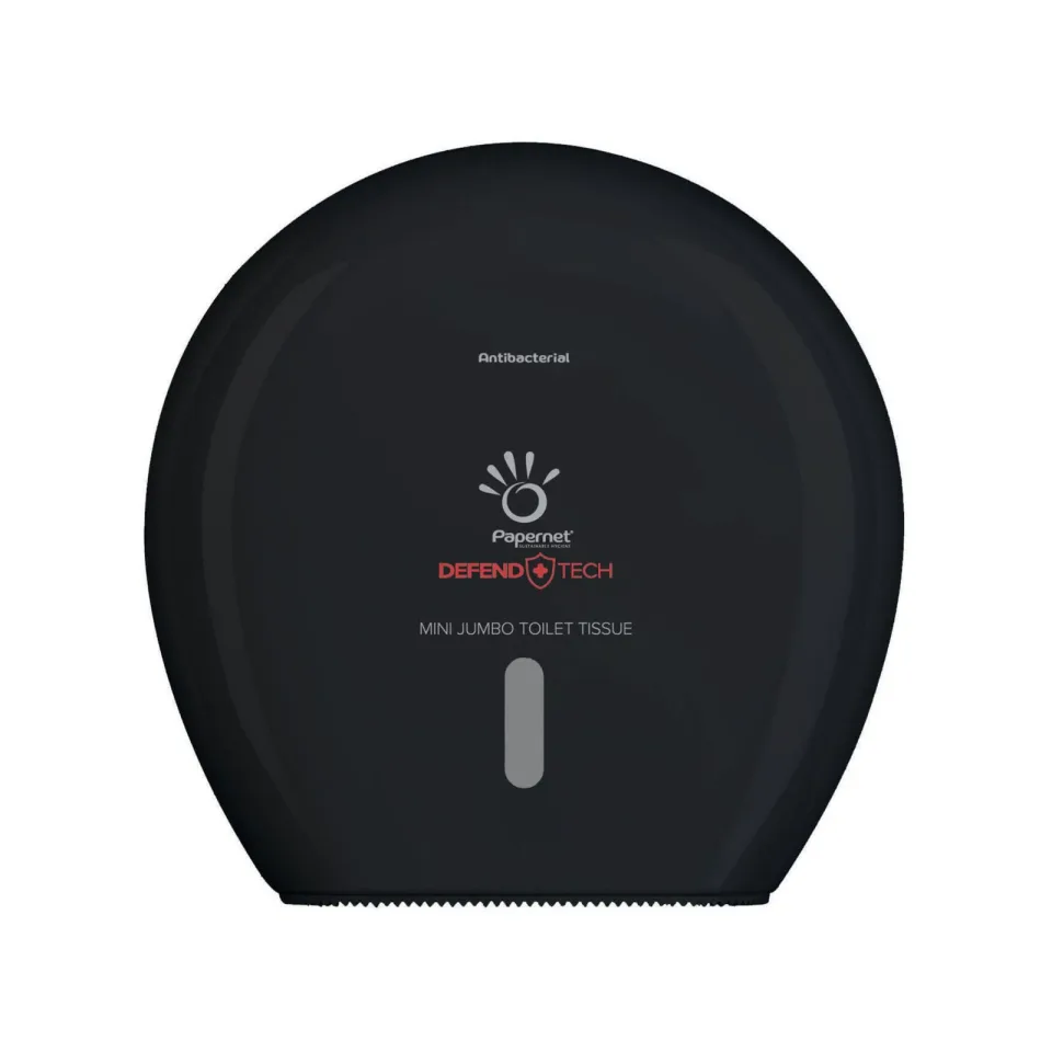 Dispenser pentru hârtie igienică Papernet Mini Jumbo, negru, 25.7 x 14.8 x 24.9 cm