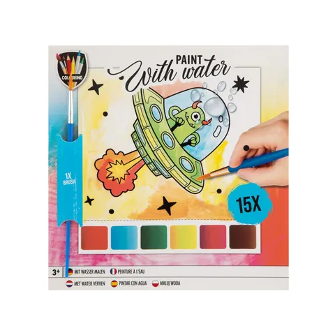 Bloc de colorat cu apă Moxy Alien, cu pensulă inclusă