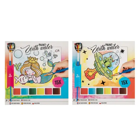 Bloc de pictură Moxy Water Colouring Pad, cu pensulă inclusă, asortat, 48 bucăți