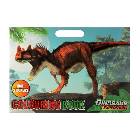 Carte de colorat Moxy Dinozauri, cu abțibilduri, 26 x 35.5 cm