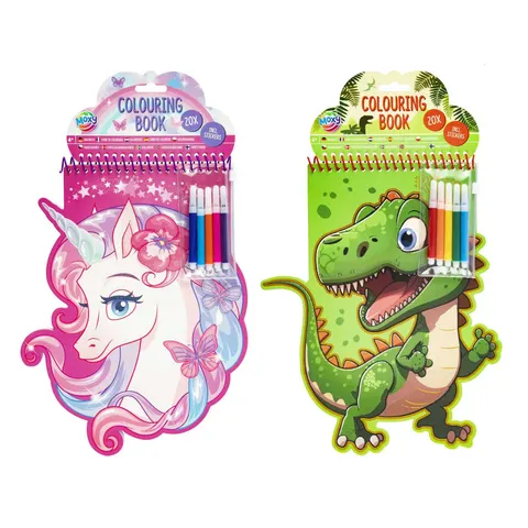 Carte de colorat cu forme de animale Moxy, cu 5 markere, asortate, 48 bucăți