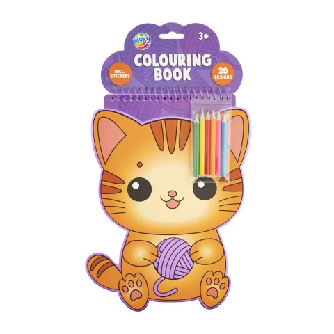 Carte de colorat Moxy, în formă de pisică, cu 6 creioane