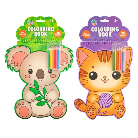 Moxy Carte de colorat, în formă de animal, cu 6 creioane, asortate, 48 buc.