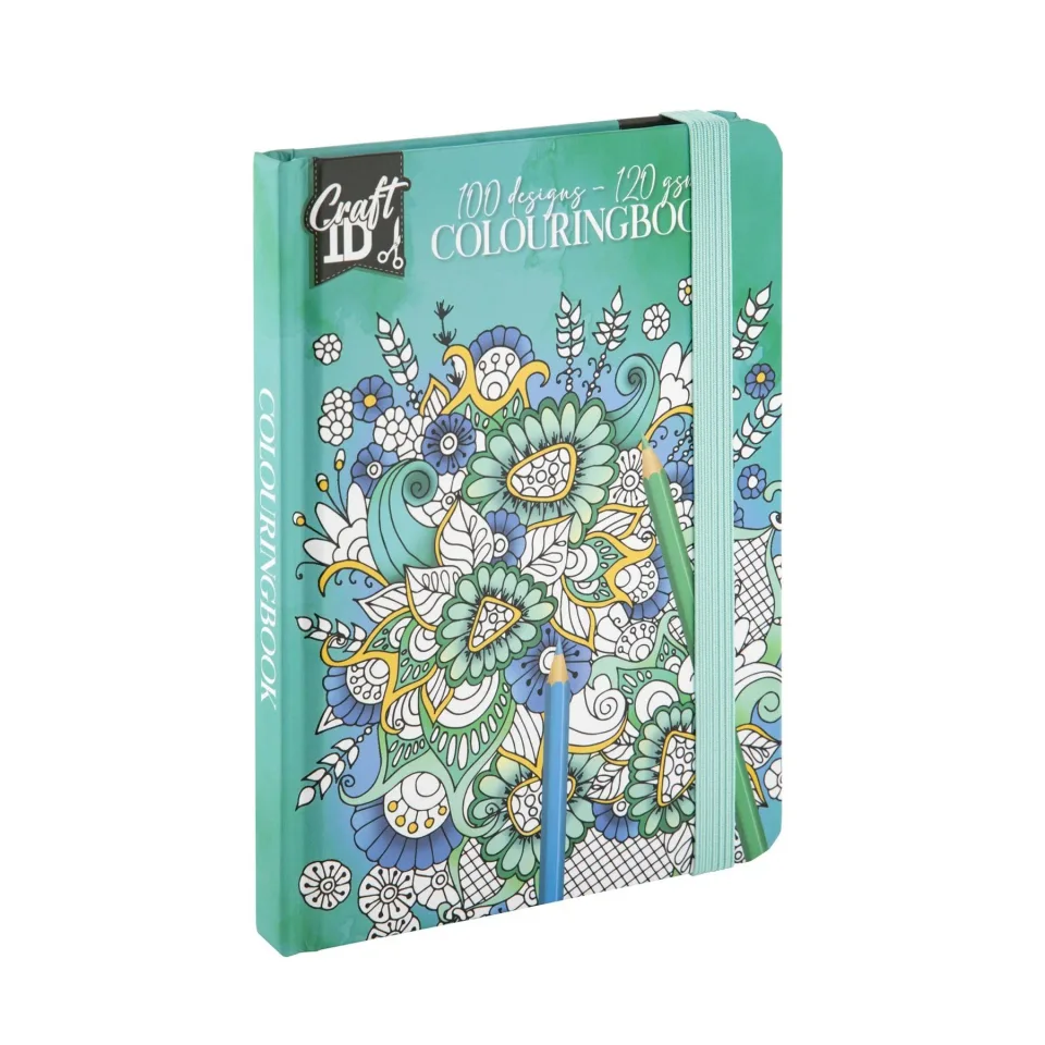 Craft ID Carte de colorat – Flori, 50 file, verde