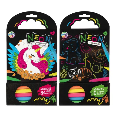 Carte de colorat Moxy, neon, 40 pagini, asortate, 12 buc
