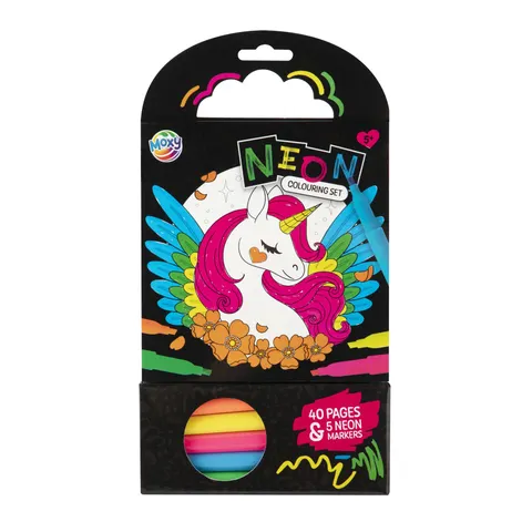 Moxy Carte de colorat neon Unicorn, 40 file