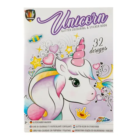 Carte de colorat Moxy Unicorn, cu abțibilduri, 32 modele