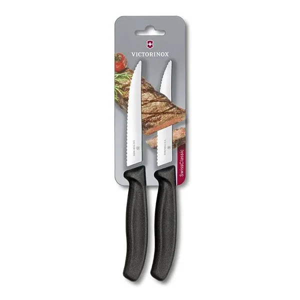 Cuțit de bucătărie Victorinox pentru cârnați și pizza, negru