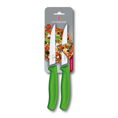 Cuțit de bucătărie Victorinox pentru cârnați și pizza, verde
