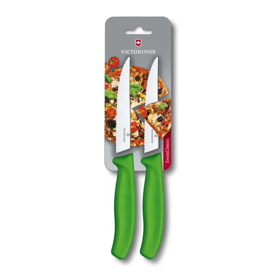 Cuțit de bucătărie Victorinox pentru cârnați și pizza, verde