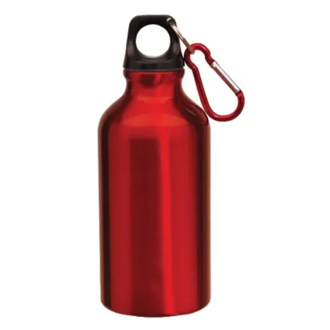 TOPS Sticlă Transit, aluminiu, cu carabină, 400 ml, roșu