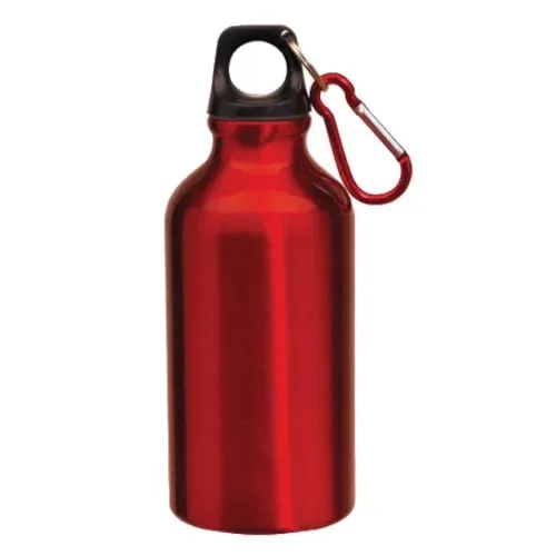 TOPS Sticlă Transit, aluminiu, cu carabină, 400 ml, roșu