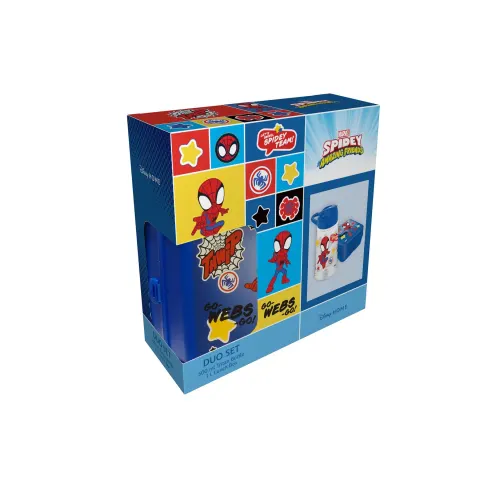 Disney Set, sticlă 500 ml și recipient pentru alimente Spidey