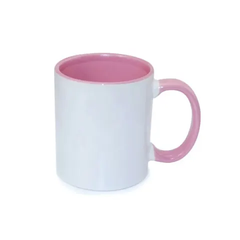 Cană BESTSUB cu interior și mâner colorat, 330 ml, roz, personalizabilă