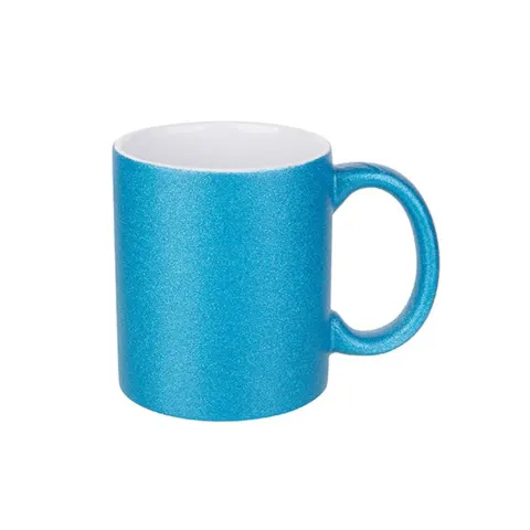 BESTSUB Cană, cu sclipici, albastră, 330 ml, personalizabilă
