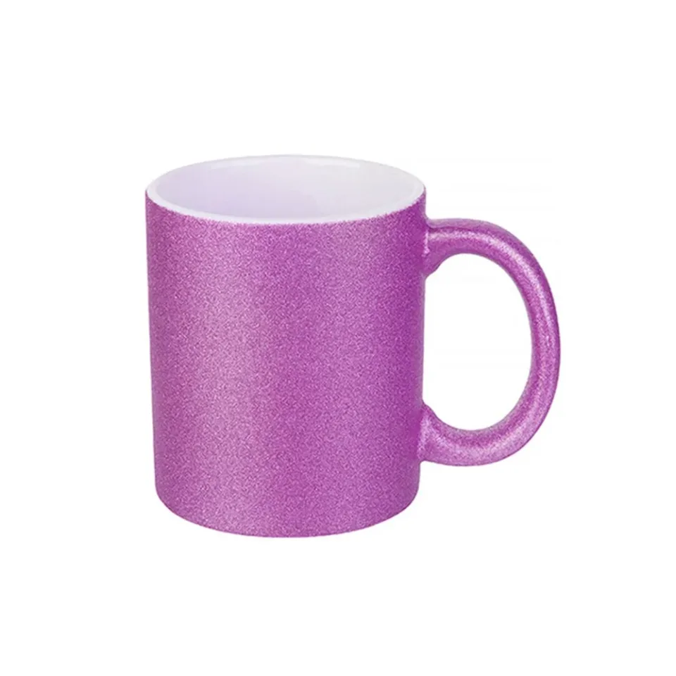 BESTSUB Cană, cu sclipici, mov, 330 ml, personalizabilă