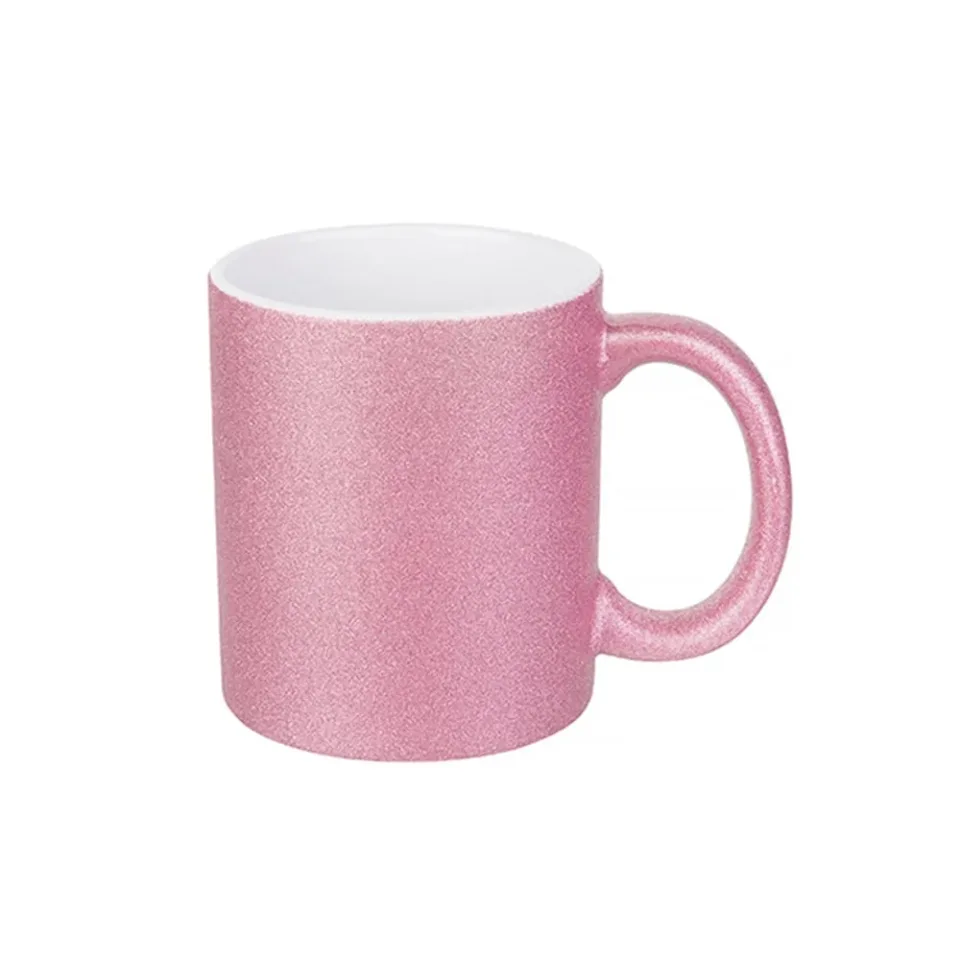 BESTSUB Cană, cu sclipici, roz, 330 ml, personalizabilă