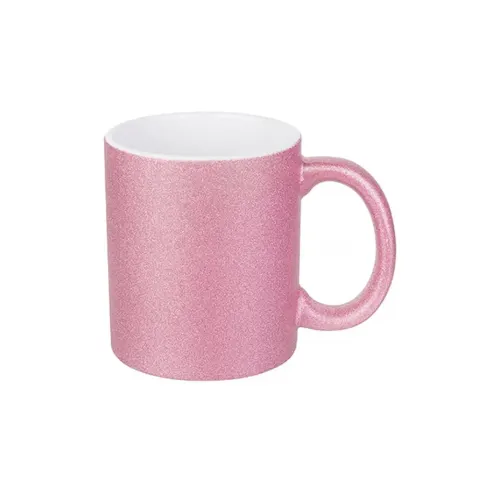 BESTSUB Cană, cu sclipici, roz, 330 ml, personalizabilă